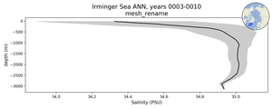 Irminger Sea Salinity vs depth