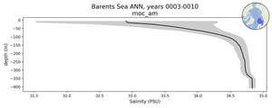 Barents Sea Salinity vs depth