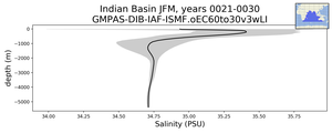 Indian Basin Salinity vs depth