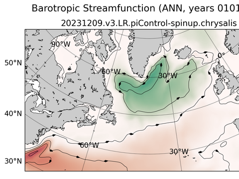 Subpolar North Atlantic Horizontal Streamfunction