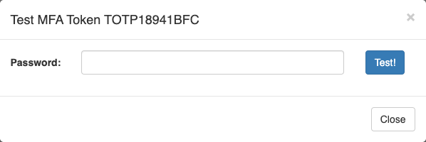 Iris MFA test dialog