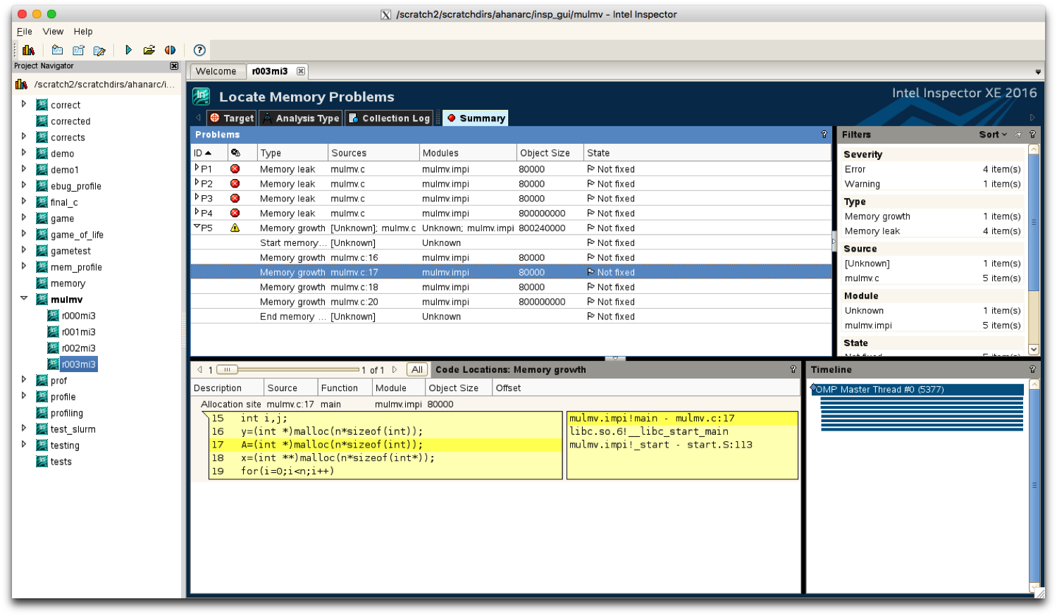 inspector memory growth reset