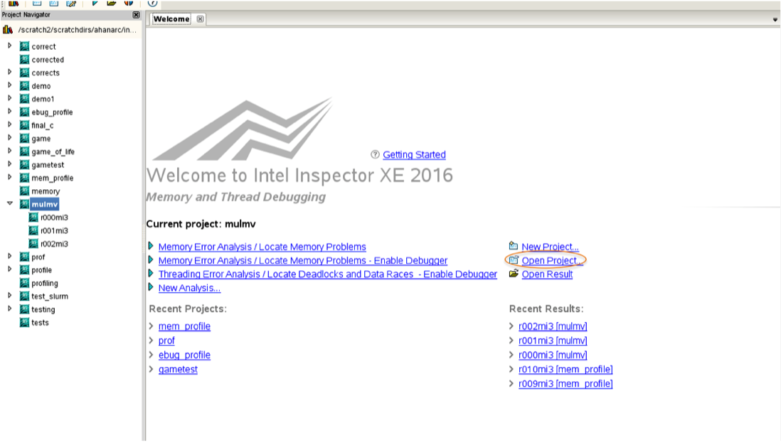 inspector open project