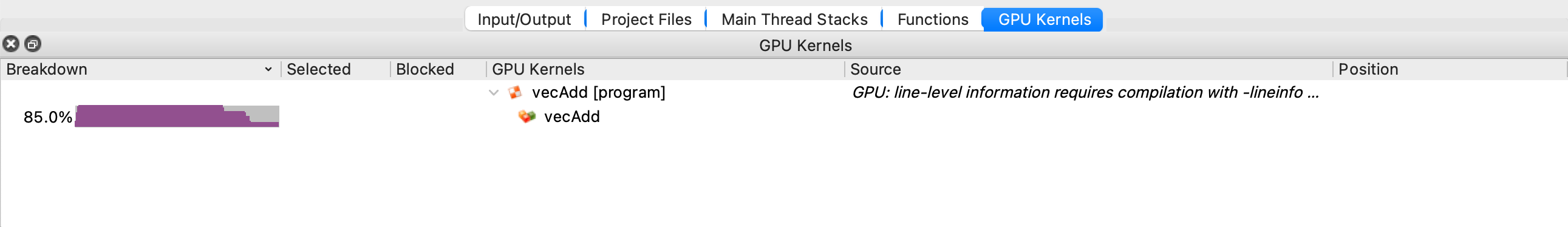 MAP CUDA profiling, Kernels